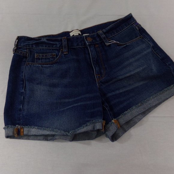 Women's J.Crew 27 Denim Raw Hem Shorts Dark Blue preowned - Picture 1 of 3